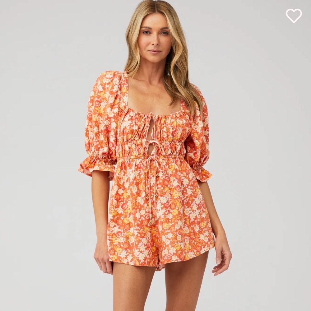 FREE PEOPLE SHOW ME LOVE ROMPER Orange | Medium